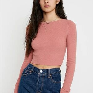 Urban Outfiters Rome Tie-Back Cropped Jumper Slim Fit Sweater Medium Pink